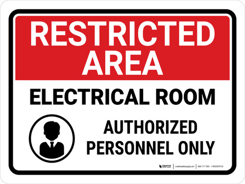 Restricted Area: Electrical Room with Icon Landscape - Wall Sign
