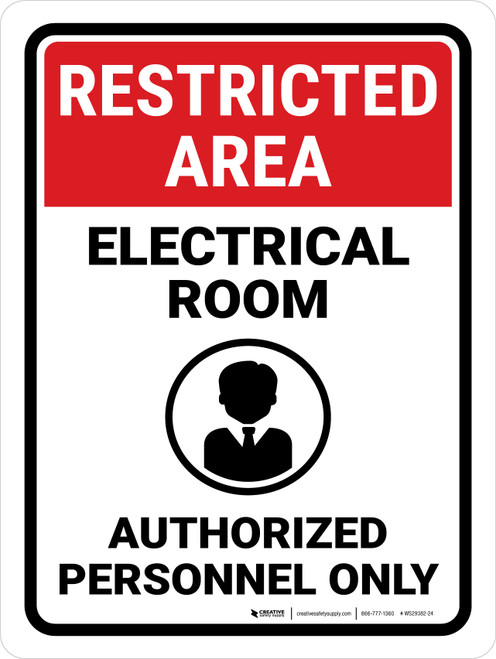 Restricted Area: Electrical Room with Icon Portrait - Wall Sign