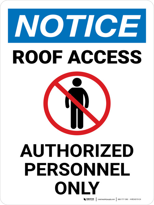 Notice: Roof Access Portrait - Wall Sign