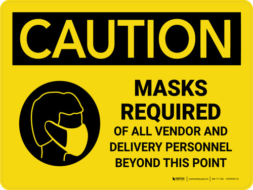 Caution: Masks Required Of All Vendor Beyond This Point Landscape - Wall Sign