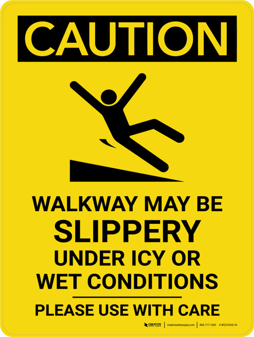 Caution: Walkway May Be Slippery Portrait - Wall Sign