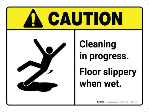 Caution: ANSI Cleaning In Progress Landscape - Wall Sign