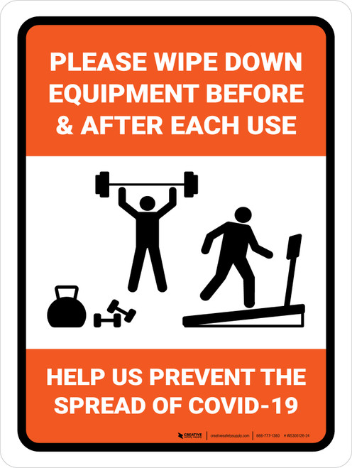 Please Wipe Down Equipment Help Us Portrait - Wall Sign