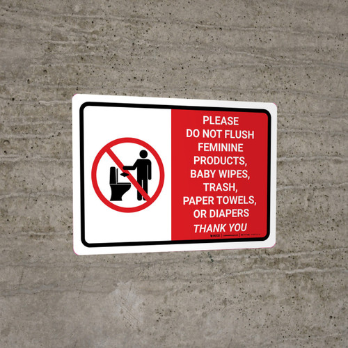 Please Do Not Flush Feminine Products Landscape - Wall Sign