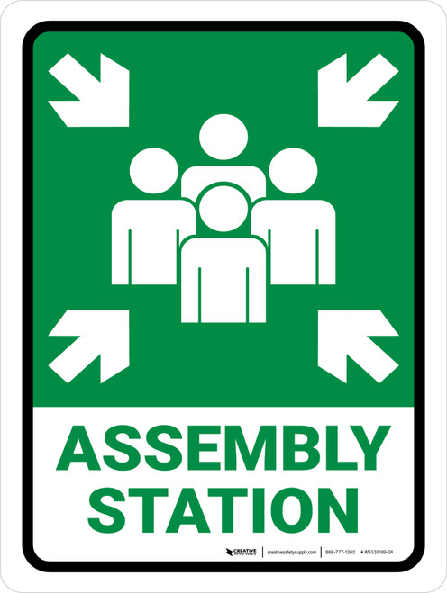 Assembly Station Green Portrait - Wall Sign