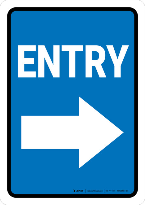 Entry Right Arrow Blue Portrait - Wall Sign