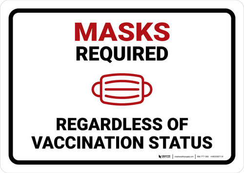 Mask Required Regardless Of Vaccination Status Landscape - Wall Sign