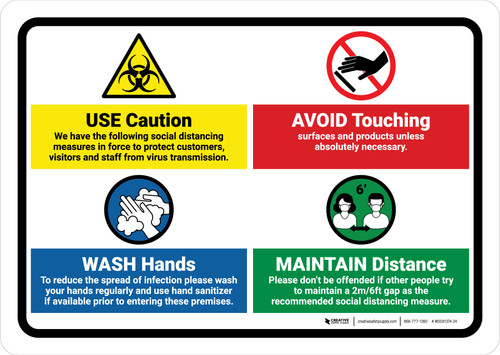 Use Caution COVID-19 with Icons v1 Landscape - Wall Sign