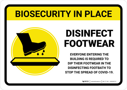 Biosecurity In Place: Disinfect Footwear Landscape - Wall Sign