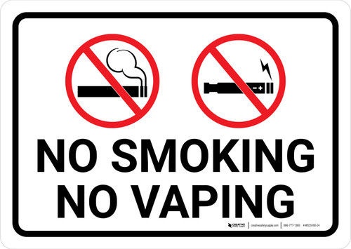 No Smoking No Vaping with Icons V2 Landscape - Wall Sign