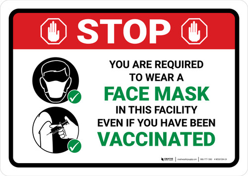 Stop: You Are Required To Wear a Face Mask in This Facility Landscape - Wall Sign