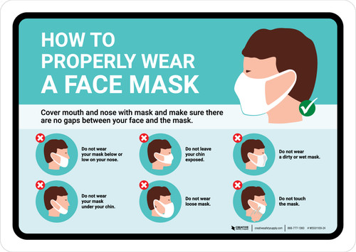 How To Properly Wear A Face Mask V2 Landscape - Wall Sign