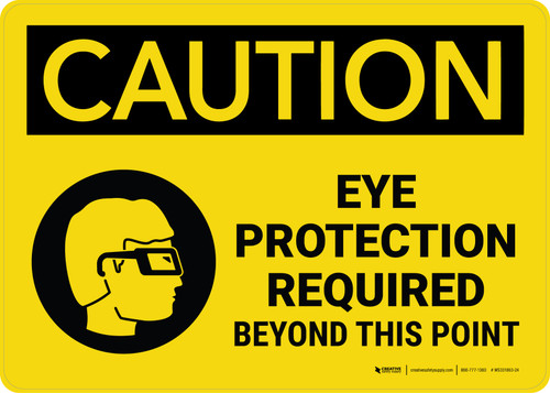 Caution: Eye Protection Required Beyond This Point with Icon Landscape - Wall Sign