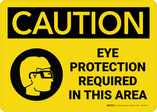 Caution: Eye Protection Required In This Area with Icon Landscape - Wall Sign