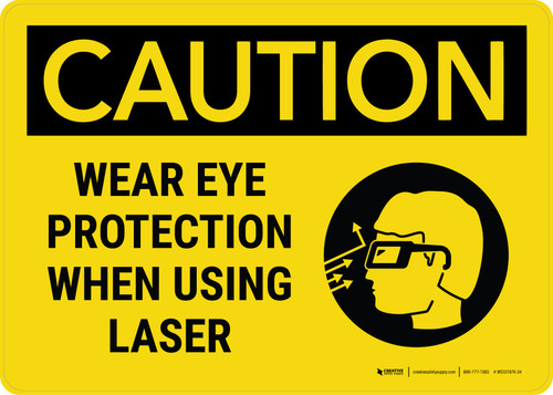 Caution: Wear Eye Protection When Using Laser with Icon Landscape - Wall Sign