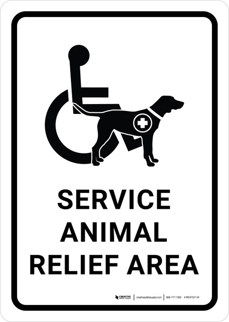Service Animal Relief Area with Icon Portrait - Wall Sign