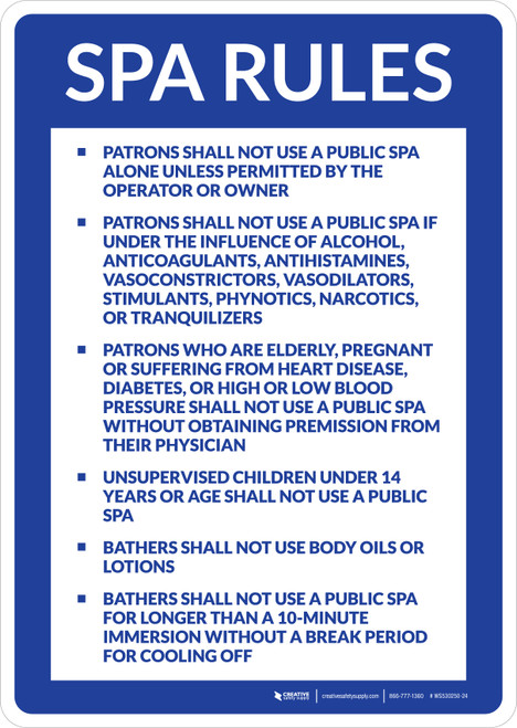 New Hampshire Spa Rules Portrait - Wall Sign