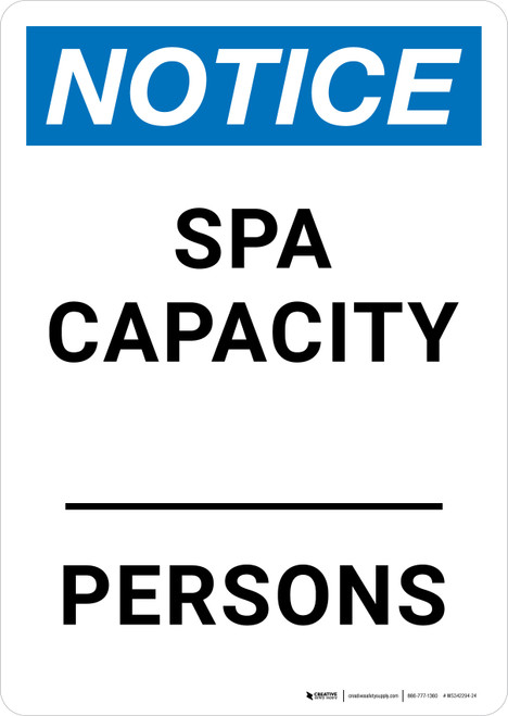 Notice: Spa Capacity _ Persons Portrait - Wall Sign