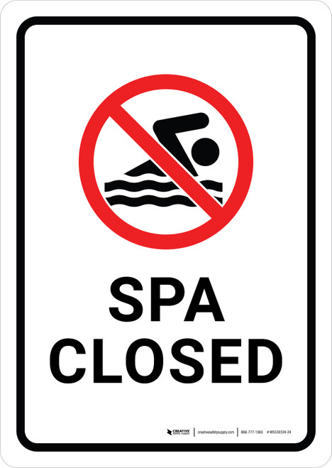 Spa Closed with Icon Portrait - Wall Sign