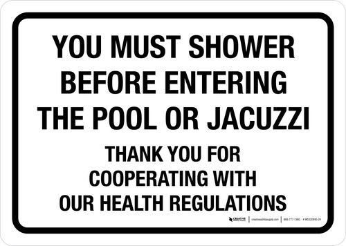 You Must Shower Before Entering the Pool or Jacuzzi Landscape - Wall Sign