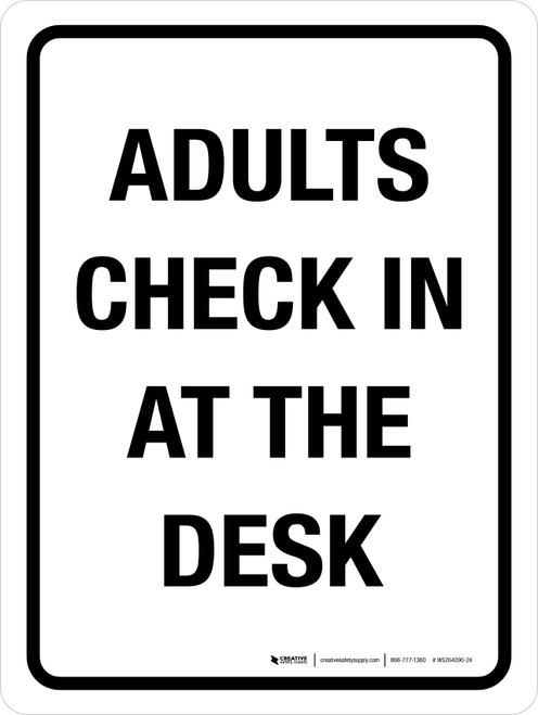 Adults Check In At The Desk Portrait - Wall Sign