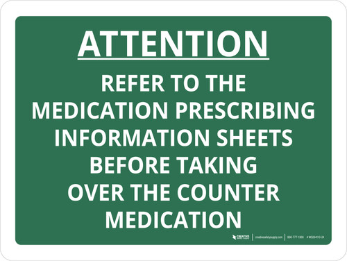 Attention: Refer To Medication Prescribing Information Sheets Landscape - Wall Sign