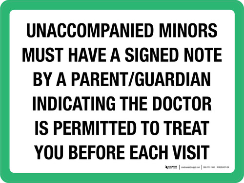 Unaccompanied Minors Must Have A Signed Note By a Parent Landscape - Wall Sign