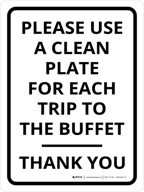 Use Clean Plate For Each Trip To Buffet Portrait - Wall Sign