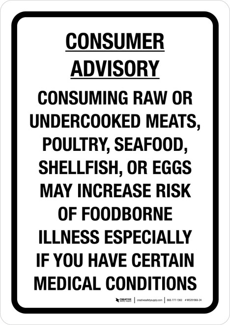 Consumer Advisory: Foodborne Illness Portrait Wall Sign