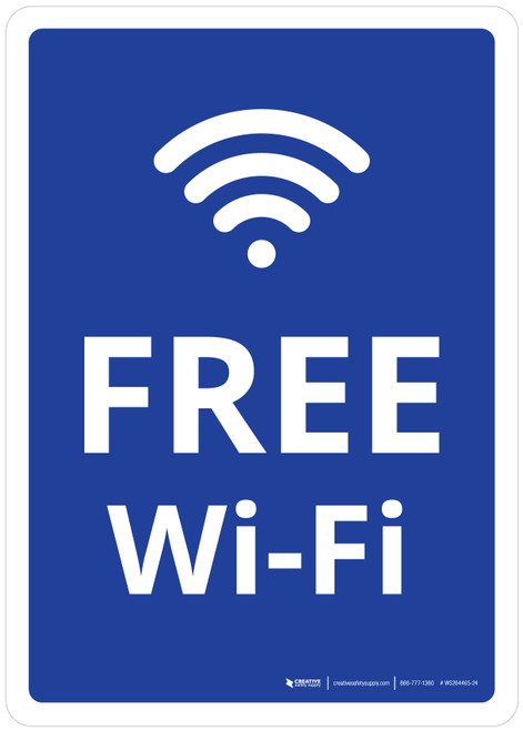 Free Wi-Fi Blue Portrait - Wall Sign
