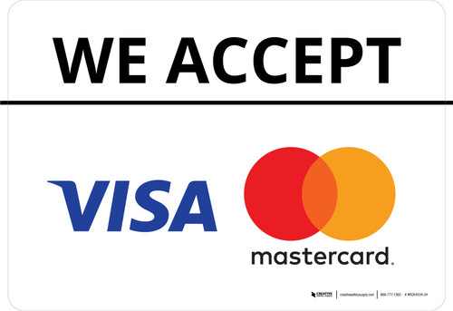 We Accept Visa Mastercard Landscape - Wall Sign
