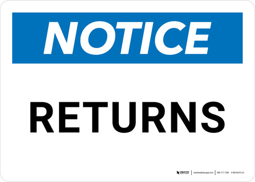 Notice: Returns Landscape - Wall Sign
