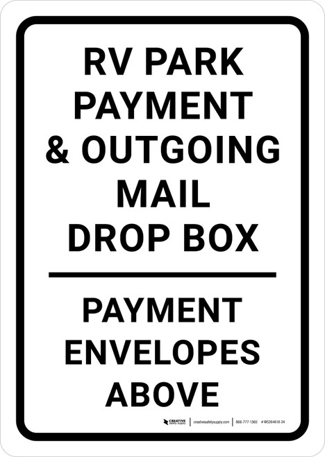 RV Park Payment & Mail Drop Box Portrait - Wall Sign