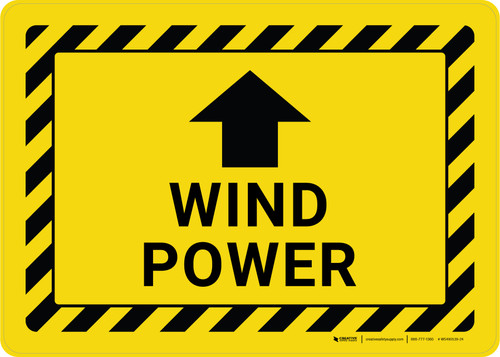 Wind Power Yellow Hazard Lines Landscape - Wall Sign
