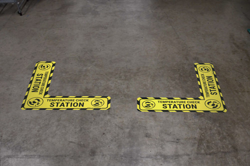 Temperature Check Station - Floor Sign Corner