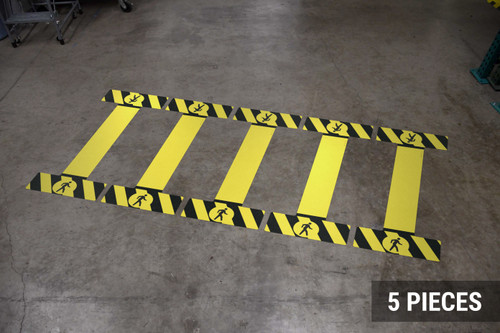 Blank Yellow with Pedestrian Icon/Hazard Lines - Crosswalk Kit