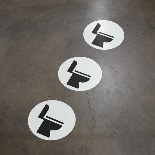 Restrooms Wayfinding Floor Sign Dot