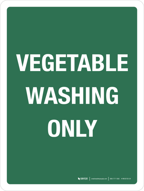 Vegetable Washing Only Green Portrait - Wall Sign