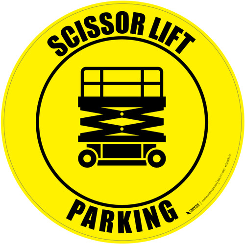 Scissor Lift Parking with Icon Yellow Circular - Floor Sign