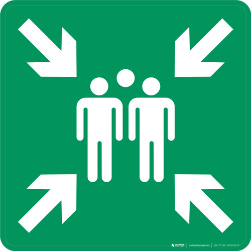 Green Muster Area with Icon Square - Floor Sign