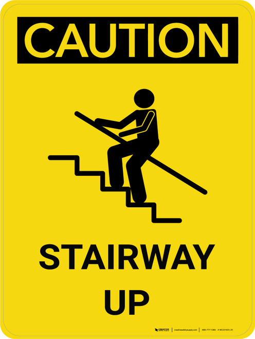 Caution: Stairway Up with Icon Portrait - Wall Sign