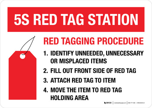 5S Red Tag Station - Red Tagging Procedure Landscape - Wall Sign