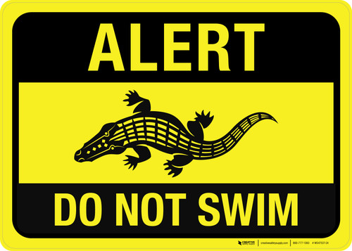 Alligator Alert - Do Not Swim with Icon Landscape - Wall Sign