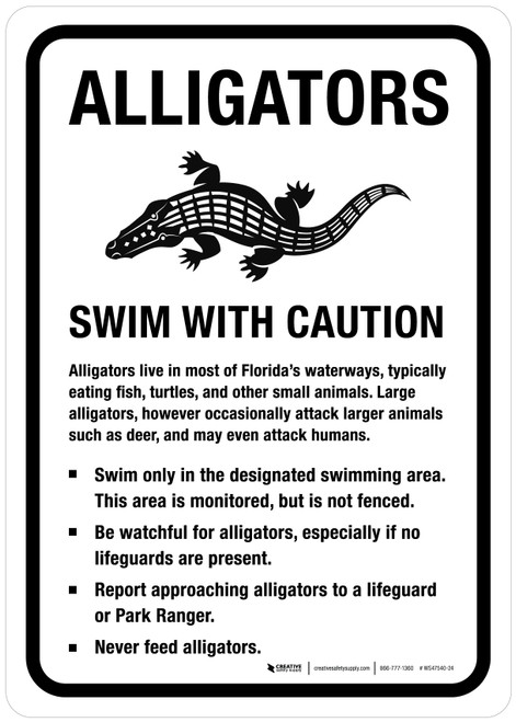 Alligators - Swim With Caution Landscape - Wall Sign