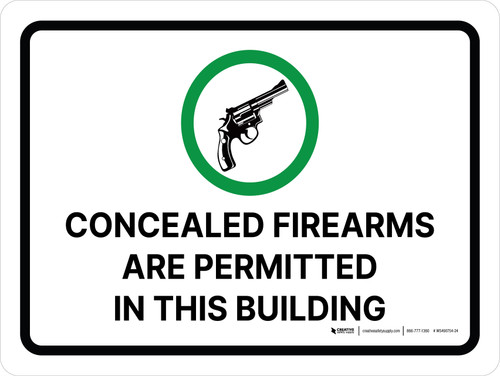 Concealed Firearms Are Permitted In This Building with Icon Landscape - Wall Sign