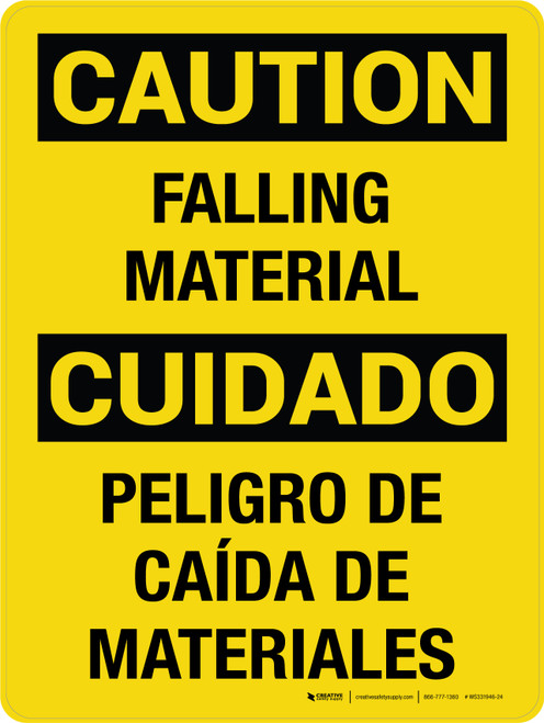 Caution: Falling Material Bilingual Spanish - Wall Sign