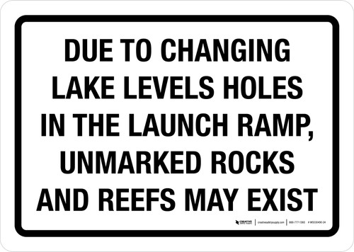 Due To Changing Lake Levels Holes In The Launch Ramp Unmarked Rocks And Reefs May Exist Landscape - Wall Sign