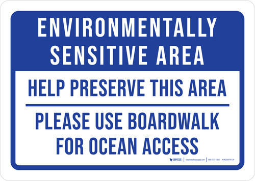 Environmentally Sensitive Area: Help Preserve This Area Please Use Boardwalk For Ocean Access Landscape - Wall Sign