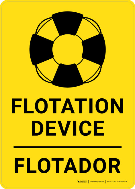 Flotation Device - Flotador - Bilingual English Spanish Portrait - Wall Sign