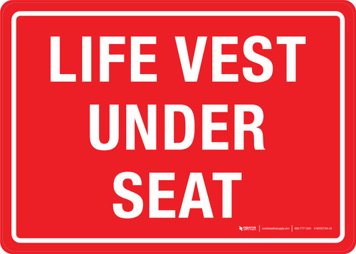 Life Vest Under Seat Landscape - Wall Sign